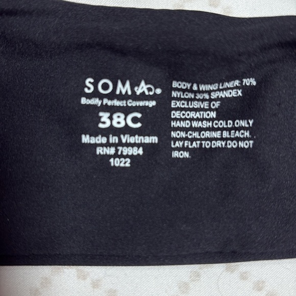 NWT Soma Black T-Shirt Bra with Molded Cups 38C Front Clasp - Picture 3 of 3